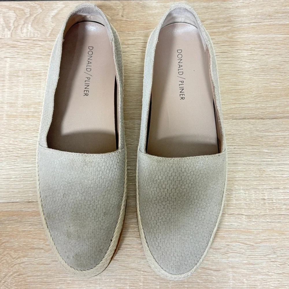 Donald Pliner Loafers 7.5M Palm Espadrille Taupe Jute Leather Slip On‎ Platform